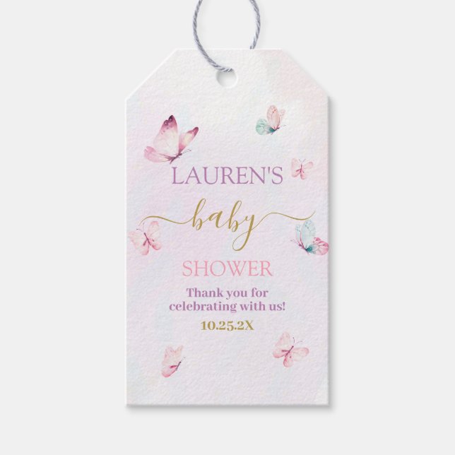 Étiquettes-cadeau Balise cadeau Baby shower rose pourpre (Devant)