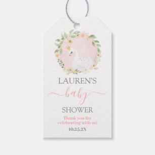 Étiquettes-cadeau Balise cadeau Baby shower rose princesse Swan