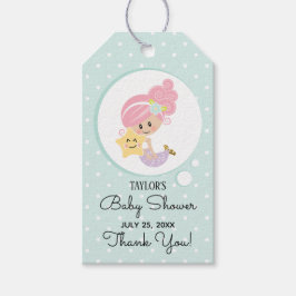 Étiquettes-cadeau Balise cadeau Baby shower sirène Cheveux rose Peau