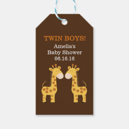 Étiquettes-cadeau Balise cadeau Baby shower Twin Giraffes