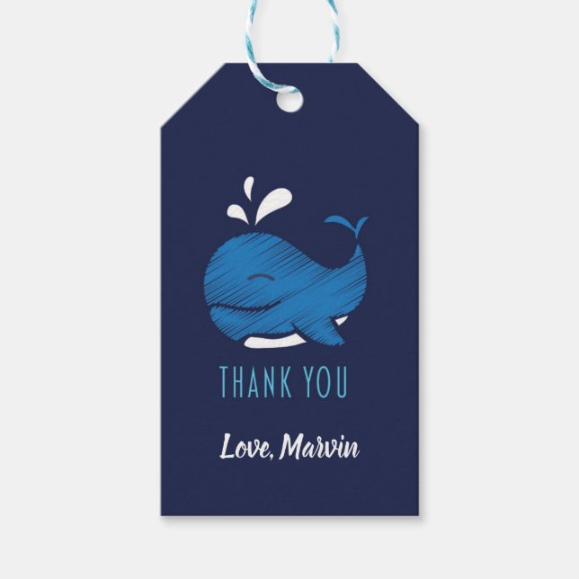 Étiquettes-cadeau Balise cadeau Baleine bleue (Devant)