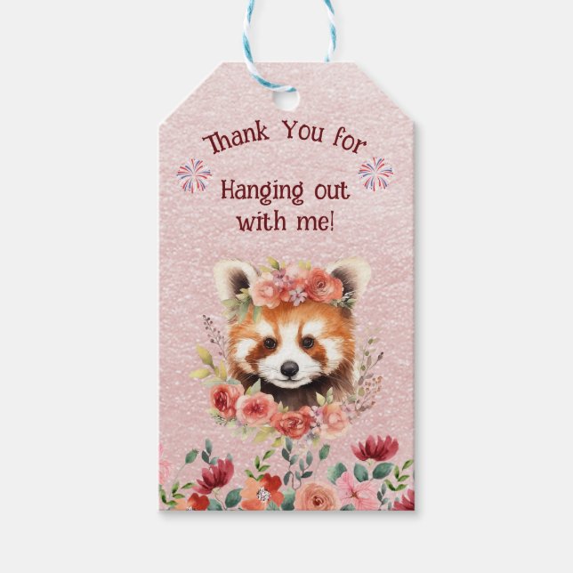 Étiquettes-cadeau Balise cadeau bébé rouge Panda Ours (Devant)