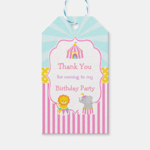 Étiquettes-cadeau Balise cadeau Big Top Circus Carnival en rose