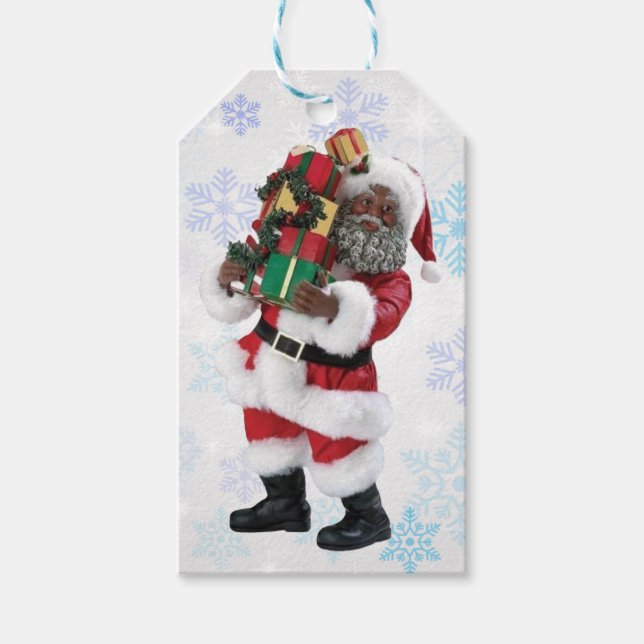 Étiquettes-cadeau Balise cadeau Black Père Noël (Devant)