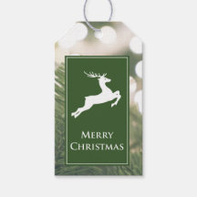 Balise Cadeau blanc cerf sur vert