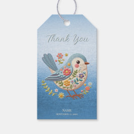 Étiquettes-cadeau Balise cadeau bleu Little Bird Floral
