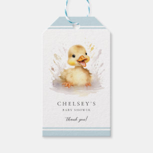 Étiquettes-cadeau Balise Cadeau bleu petit Baby shower canard