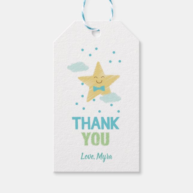 Étiquettes-cadeau Balise cadeau Blue Star (Devant)
