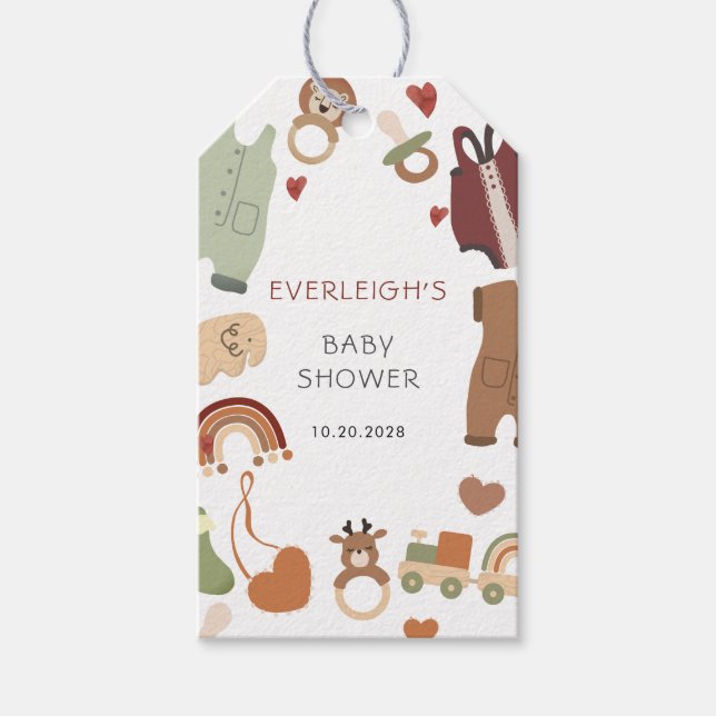 Étiquettes-cadeau Balise cadeau Boho Boy Baby shower (Devant)