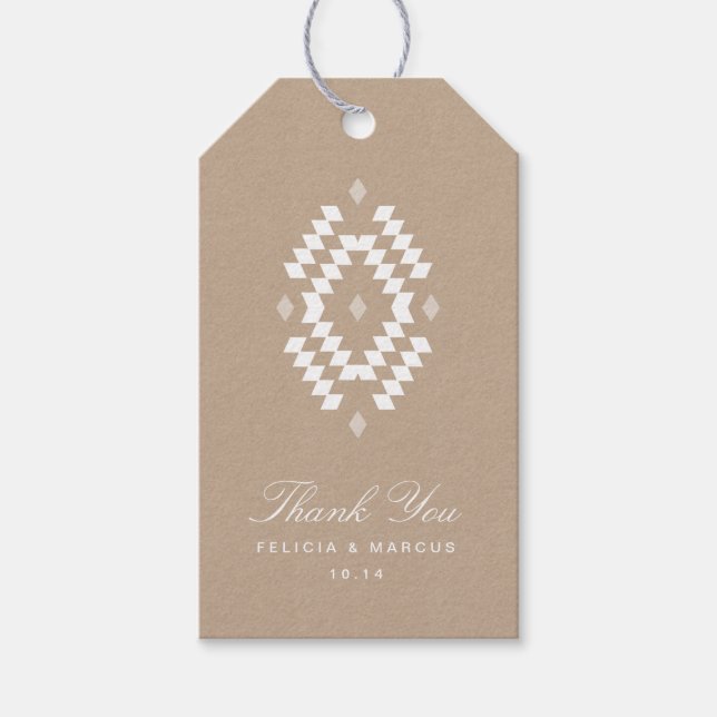 Étiquettes-cadeau Balise cadeau Boho Merci, kraft (Devant)