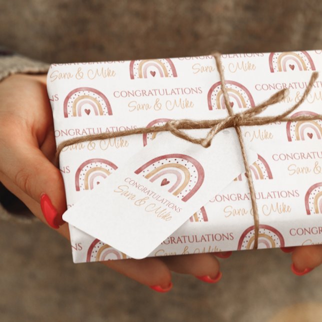 Étiquettes-cadeau Balise cadeau Boho Rainbow Félicitations (Congratulate the new parents with these lovely boho rainbow personalized gift tags! )