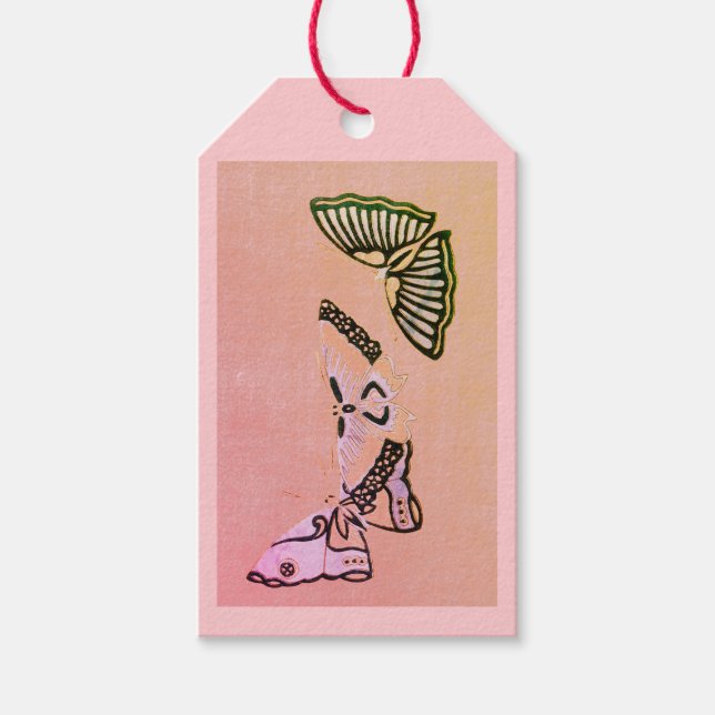 Étiquettes-cadeau Balise cadeau BOUTEILLES JAPONAISES EN ROSE (Devant)