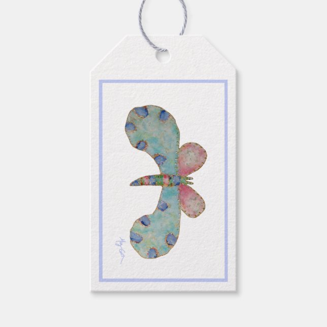Étiquettes-cadeau Balise cadeau Bouton bleu (Devant)