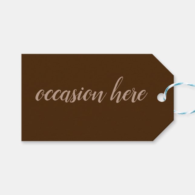 Étiquettes-cadeau Balise Cadeau Brown solide (Devant (Horizontal))