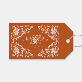 Étiquettes-cadeau Balise cadeau Burnt Orange Shabby Chic Mr & Mrs Ma