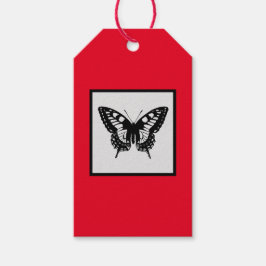 Étiquettes-cadeau Balise cadeau BUTTERFLY NOIR ET ROUGE