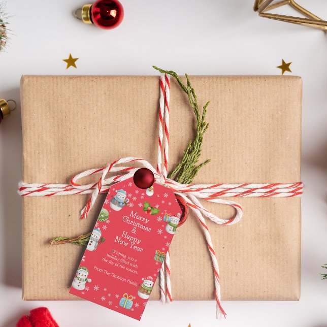 Étiquettes-cadeau Balise Cadeau Charmant hiver Snowman (Créateur téléchargé)