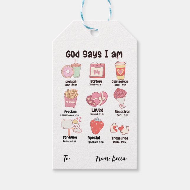 Étiquettes-cadeau Balise cadeau Christian Bible Verse mignon Valenti (Devant)