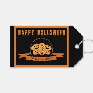 Étiquettes-cadeau Balise cadeau citrouille Halloween noir et orange