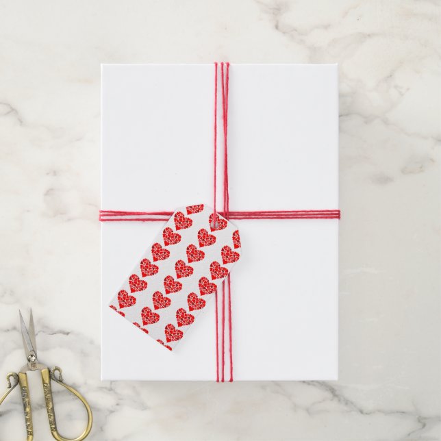 Étiquettes-cadeau Balise cadeau Coeurs d'amour (Avec de la ficelle)