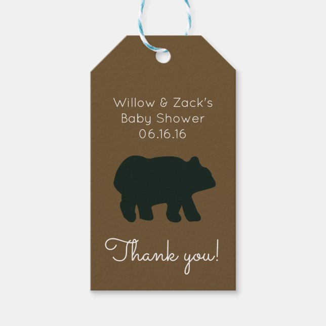 Étiquettes-cadeau Balise cadeau Customisée de l'ours noir rustique (Devant)