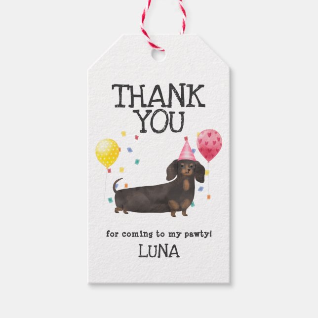 Étiquettes-cadeau Balise Cadeau Dachshund Chien Anniversaire Merci F (Devant)