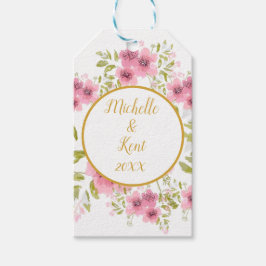 Étiquettes-cadeau Balise cadeau d'anémone rose d'aquarelle