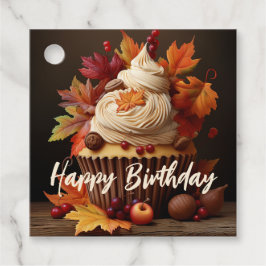 Étiquettes Cadeau Balise cadeau d'anniversaire Cupcake d'automne ave