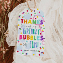 Balise cadeau d'anniversaire de fête de bulles