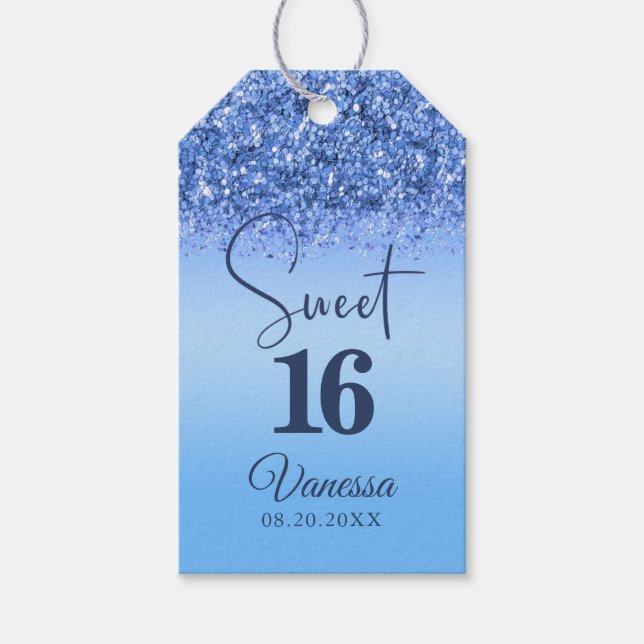 Étiquettes-cadeau Balise cadeau d'anniversaire de fille 16 Parties s (Devant)