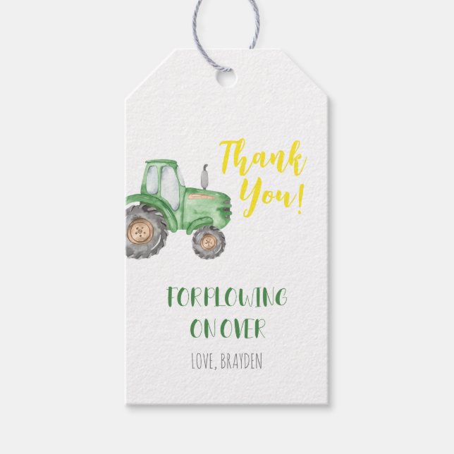 Étiquettes-cadeau Balise cadeau d'anniversaire de Green Tractor Farm (Devant)