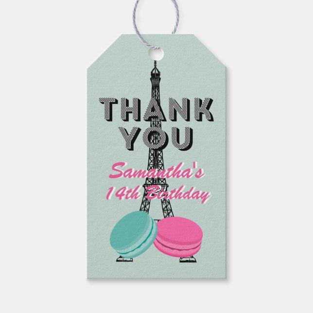 Étiquettes-cadeau Balise cadeau d'anniversaire de Merci à Paris (Devant)