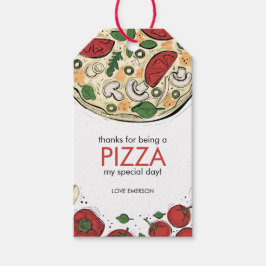 Étiquettes-cadeau Balise cadeau d'anniversaire de Merci Pizza