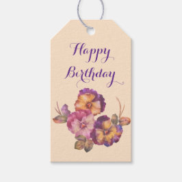 Étiquettes-cadeau Balise cadeau d'anniversaire de Pansy Bouquet - Aq