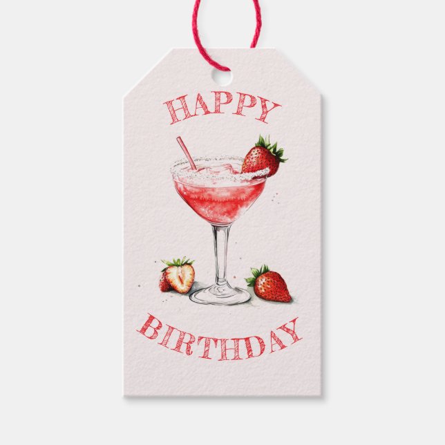 Étiquettes-cadeau Balise cadeau d'anniversaire de soirée Cocktail pe (Devant)