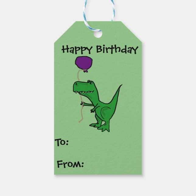 Étiquettes-cadeau Balise cadeau d'anniversaire de T-rex Dinosaur (Dos)