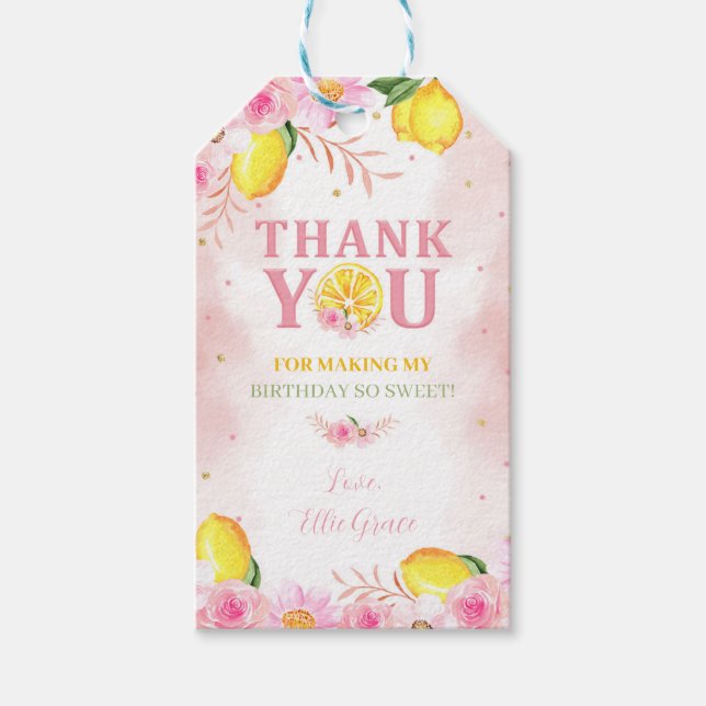 Étiquettes-cadeau Balise cadeau d'anniversaire Floral Lemonade (Devant)
