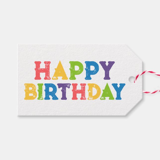 Étiquettes-cadeau Balise cadeau d'anniversaire joyeux (Devant (Horizontal))
