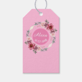 Étiquettes-cadeau Balise cadeau d'anniversaire mignonne rose Flower 