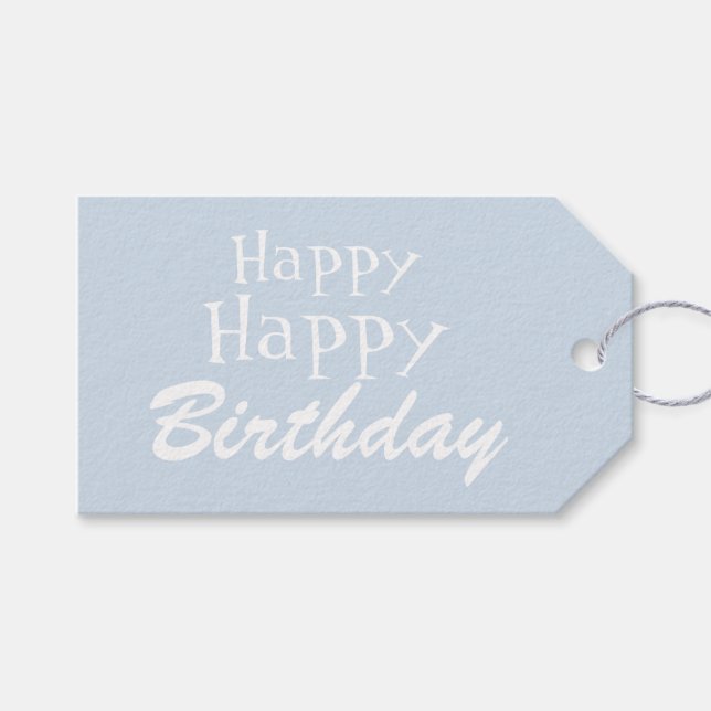 Étiquettes-cadeau Balise cadeau d'anniversaire Pastel Blue (Devant (Horizontal))