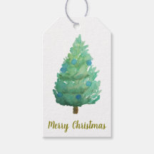 Balise cadeau d'aquarelle de l'arbre de Noël