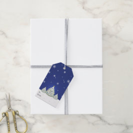 Étiquettes-cadeau Balise cadeau d'arbre de Noël bleu