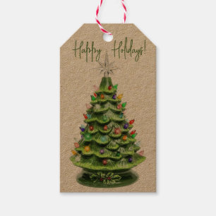 Étiquettes-cadeau Balise cadeau d'arbre de Noël en céramique vintage