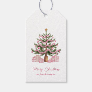 Étiquettes-cadeau Balise cadeau d'arbre de Noël rose