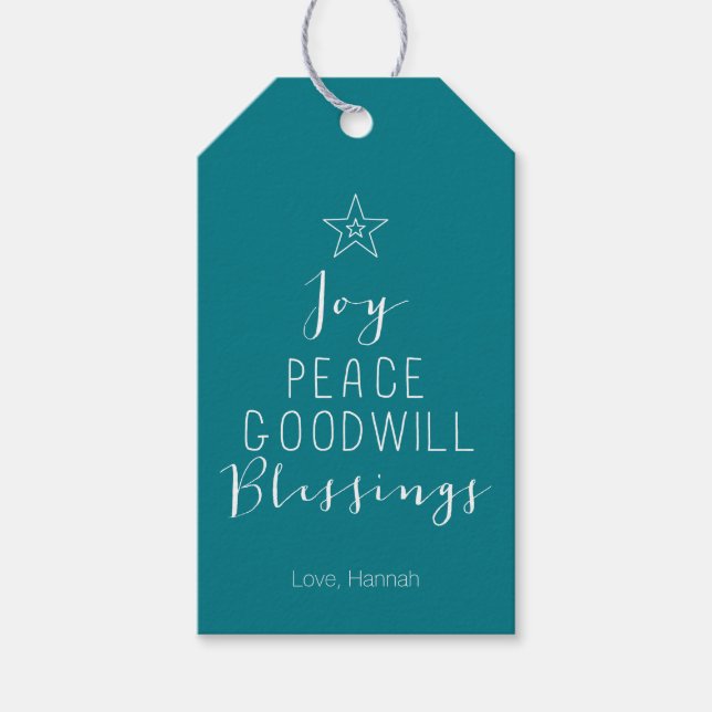 Étiquettes-cadeau Balise cadeau d'arbre de Noël typographique (Devant)