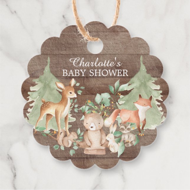 Étiquettes Cadeau Balise cadeau de Baby shower de bois rustique Favo (Dos)