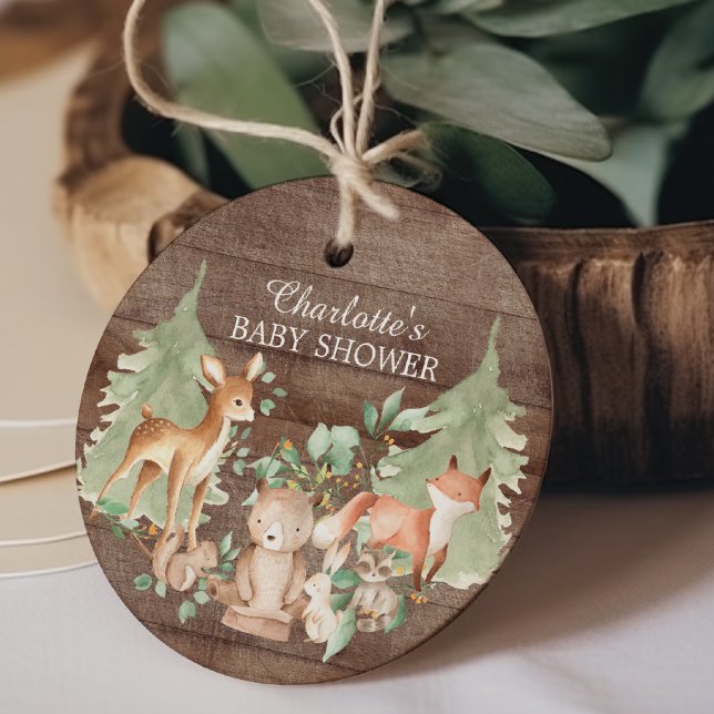 Étiquettes Cadeau Balise cadeau de Baby shower de bois rustique Favo (Créateur téléchargé)