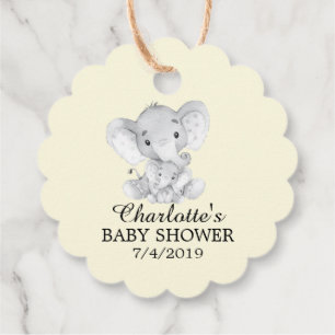Étiquettes Cadeau Balise Cadeau de Baby shower d'éléphant doux Favor