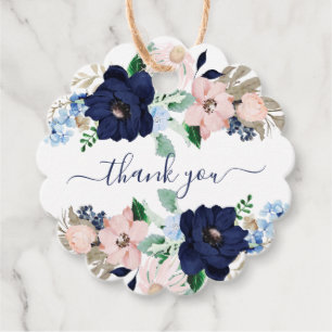 Étiquettes Cadeau Balise cadeau de Baby shower floral bleu bleu mari