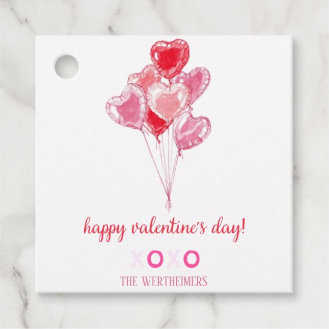 Étiquettes Cadeau Balise cadeau de ballon Valentines (Devant)